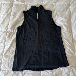 Crosby by Mollie Burch Black Sleeveless Mock Neck Top | Modal Zip-Back Tank L